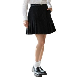 John Paul Richard Vintage Black Polka Dot Pleated Schoolgirl Mini Skirt Petite 6